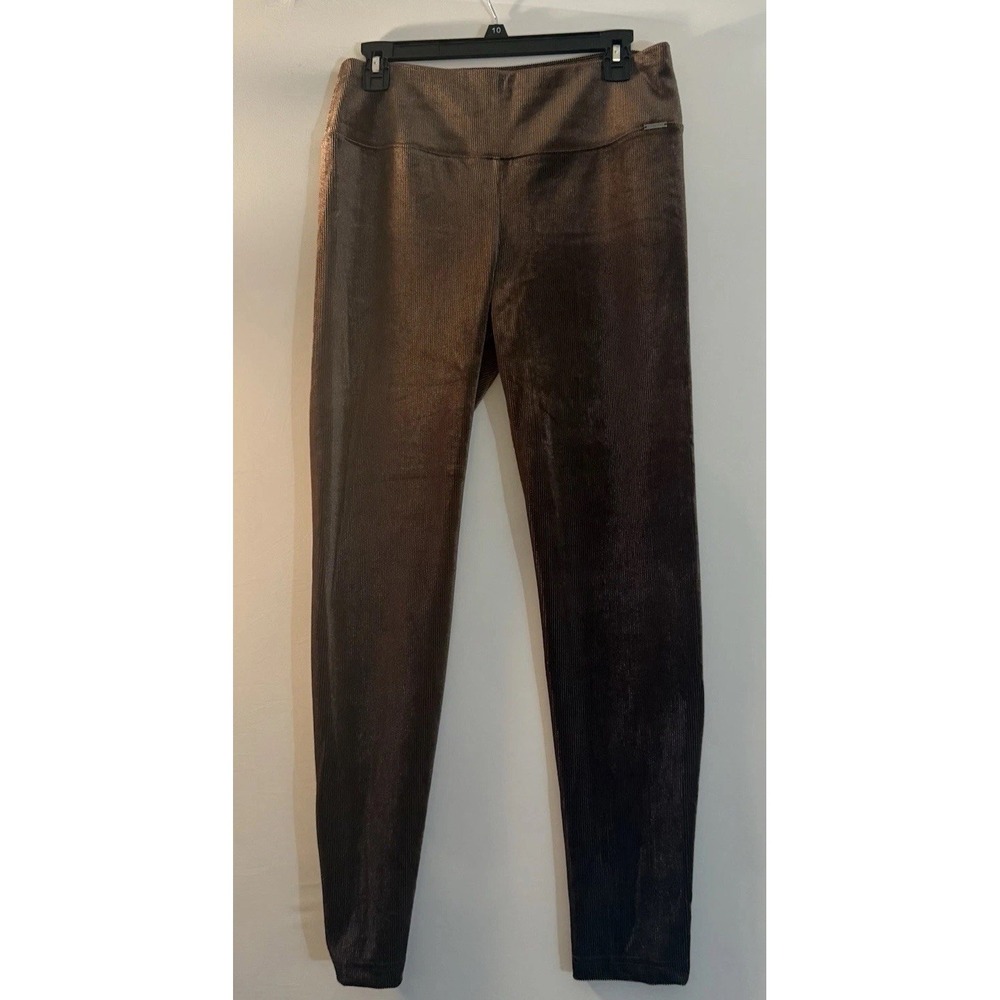 T Tahari Velour Leggings Womens M Brown Pull On Stretch Lounge